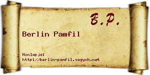 Berlin Pamfil névjegykártya